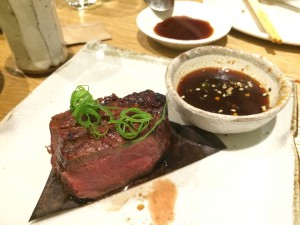 Beef fillet with red chili garlic soy